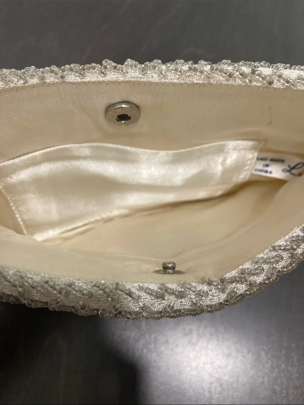 Vintage La Regale Ltd Cream Beaded Floral Evening Clutch 1980-1990 Formal